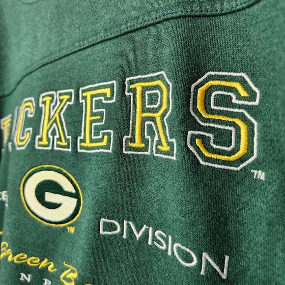 VTG 90s Green Bay Packers Sweater Men L Green Embroidered NFL Retro Colorblock - Picture 4 of 12
